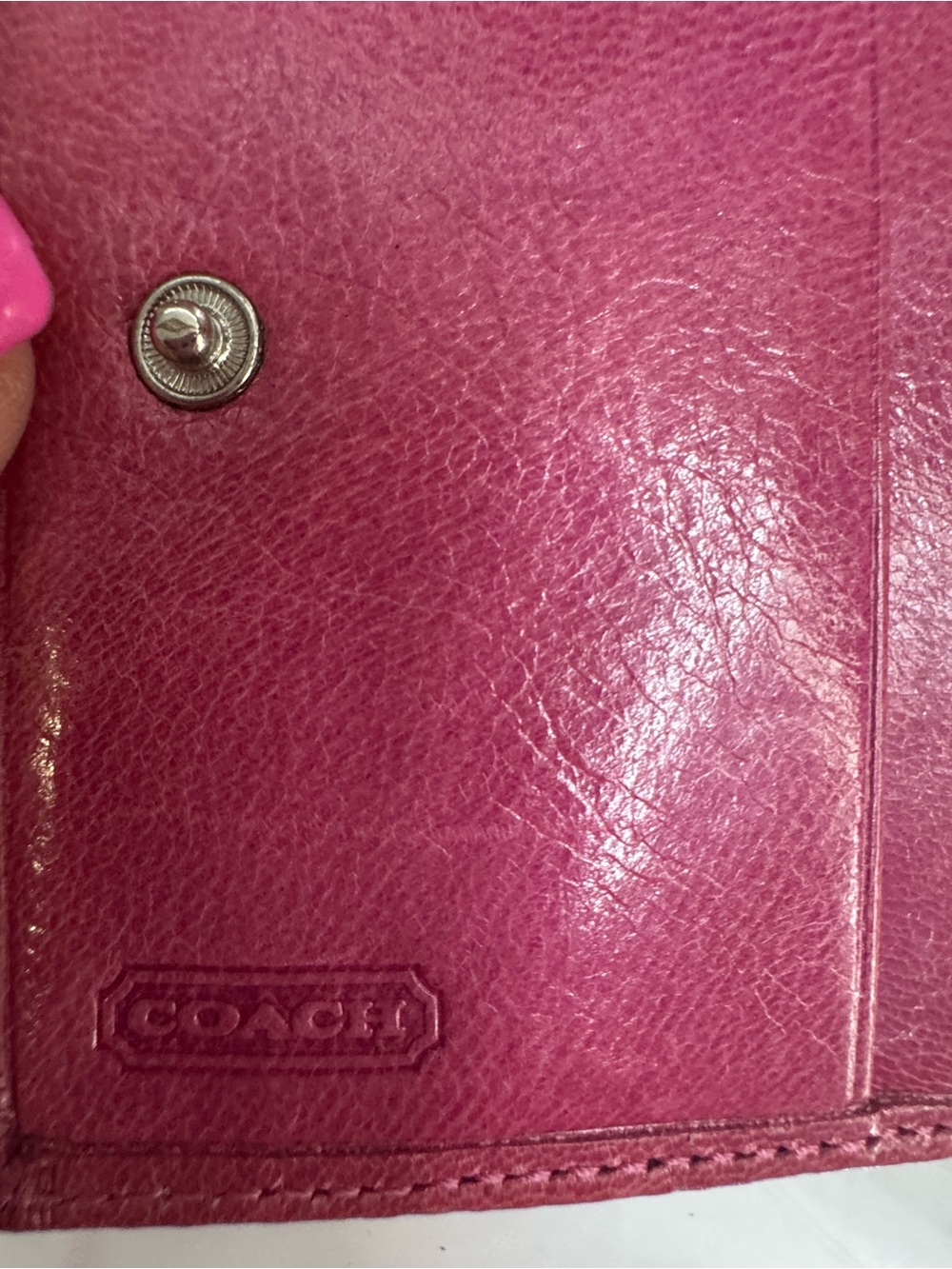 Coach KISS LOCK Signatures Canvas Wallet & Coin Purse with Fuchsia Leather - Picture 5 of 11